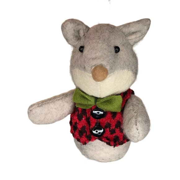 Christmas Ornament Stuffed Animal Plush Bowtie Mole Mouse Holiday Tree Wreath De - Picture 1 of 8